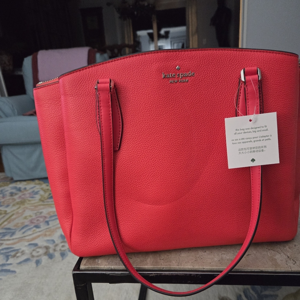 Kate Spade Large Triple Compartment Red Tote Bag